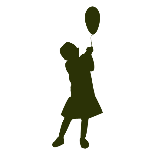 Girl holding balloon silhouette PNG Design