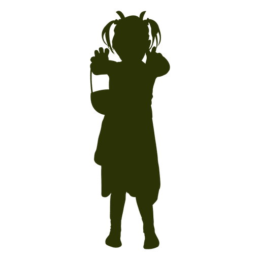 Girl holding basket silhouette PNG Design