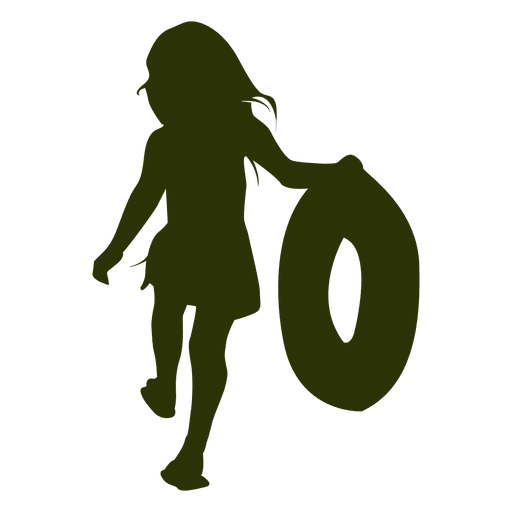 Girl holding tube silhouette PNG Design