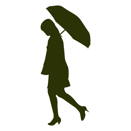 Girl walking holding umbrella PNG Design