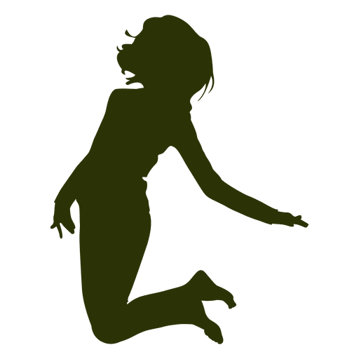 Gl?ckliches M?dchen das Silhouette springt PNG-Design