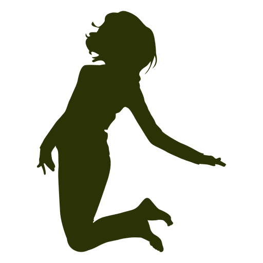 Happy Girl Jumping Silhouette PNG Design