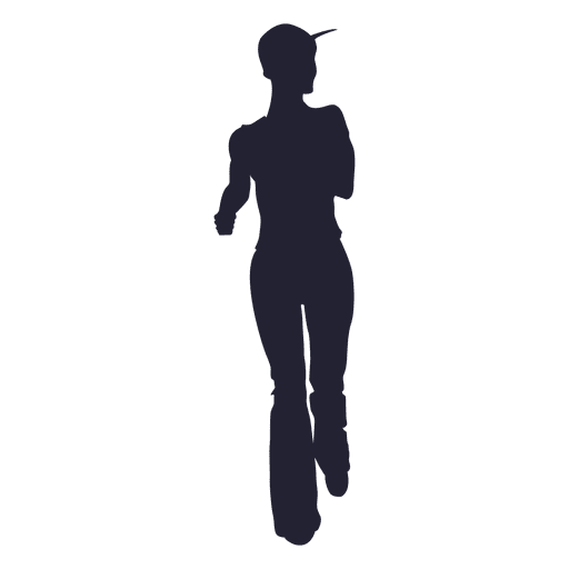 Girl marathon athlete silhouette
