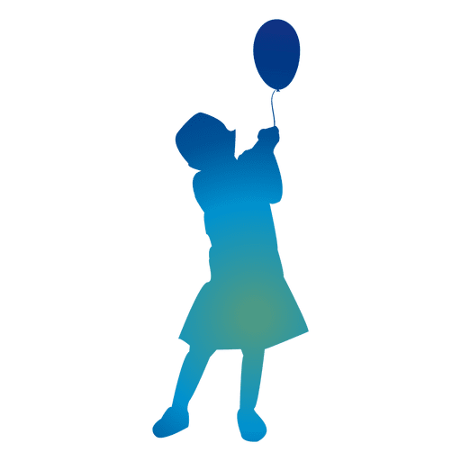 Girl playing with a balloon silhouette PNG Design