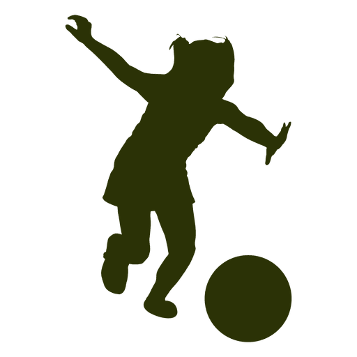 Menina jogando futebol silhueta Desenho PNG