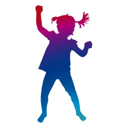 Menina brincando de silhueta em tons de arco-íris Desenho PNG