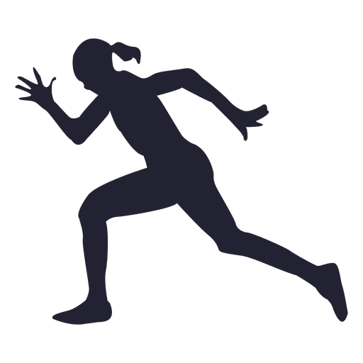 Girl running hard silhouette