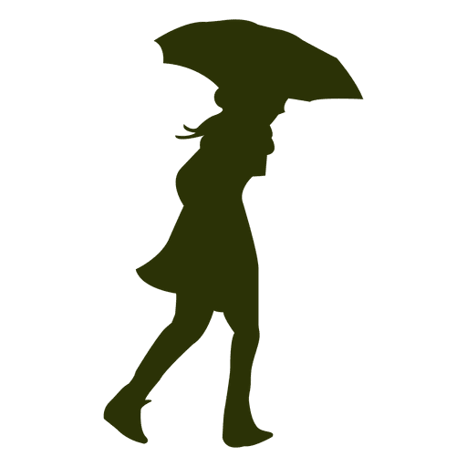 Girl under umbrella silhouette PNG Design