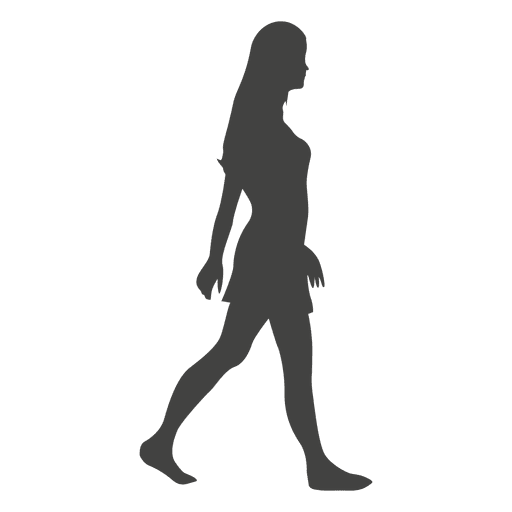 Chica caminando descalzo silueta Diseño PNG