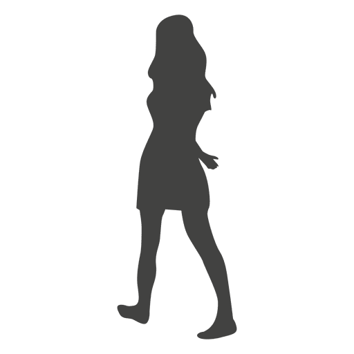 Chica caminando descalzo silueta 1 Diseño PNG