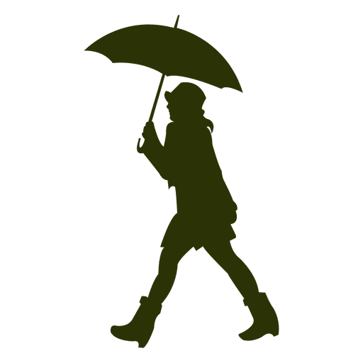 Chica caminando con paraguas 2