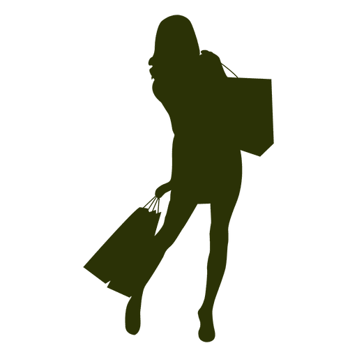 M?dchen mit Einkaufstaschen Silhouette PNG-Design