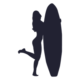 Mädchen mit Surfbrettschattenbild PNG-Design