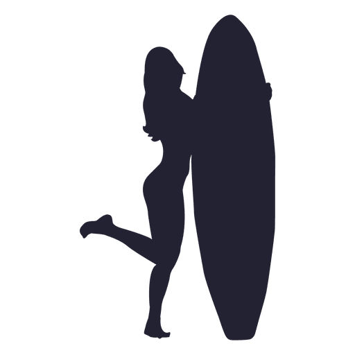 Girl with surfboard silhouette - Transparent PNG & SVG vector file