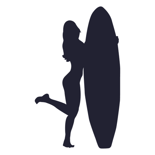 Girl with surfboard silhouette PNG Design
