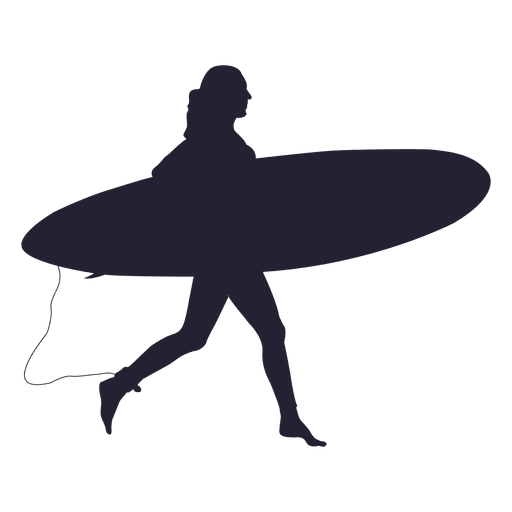 Girl with surfboard walking silhouette PNG Design