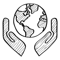 Globus auf Händen kritzeln PNG-Design