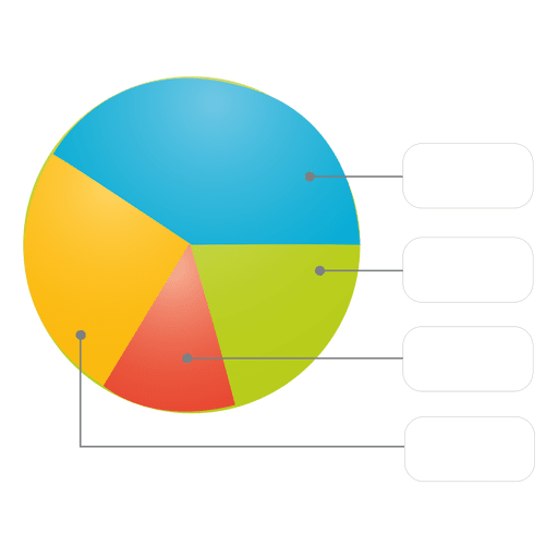 Gl?nzendes buntes Kreisdiagramm mit Kisten PNG-Design