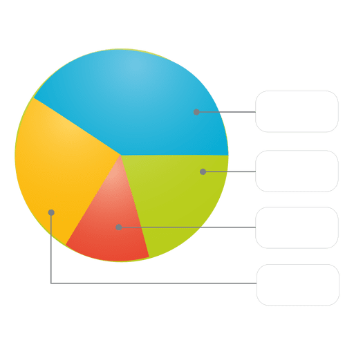 Glossy colorful piechart with boxes PNG Design