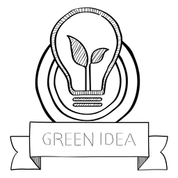 Emblema de doodle de ideia verde