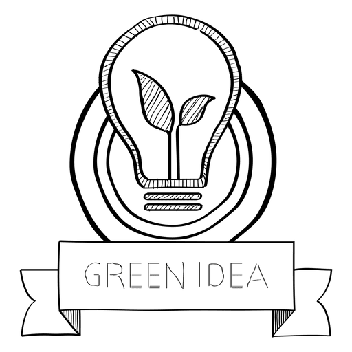 Insignia de doodle de idea verde Diseño PNG