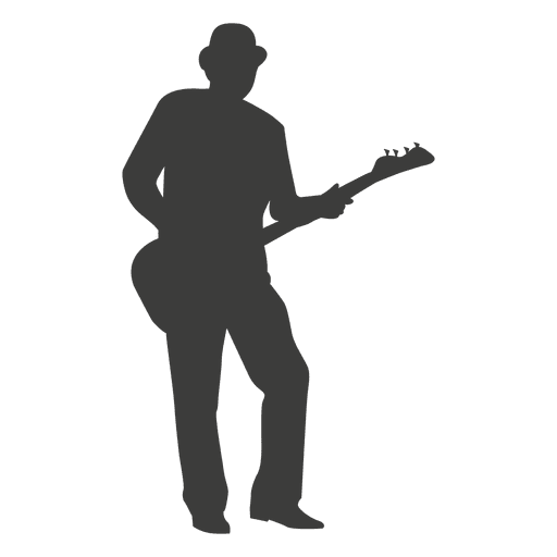 Guitarrista con silueta de sombrero Diseño PNG