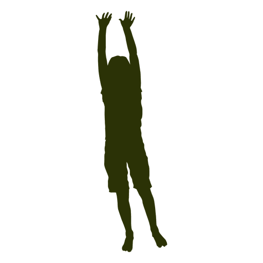 Happy boy cheering silhouette PNG Design
