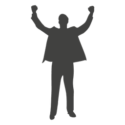 Feliz empresário levantando as mãos Desenho PNG