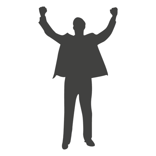 Happy businessman raising hands PNG Design