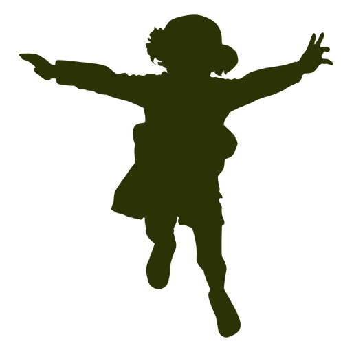 Happy girl running silhouette PNG Design