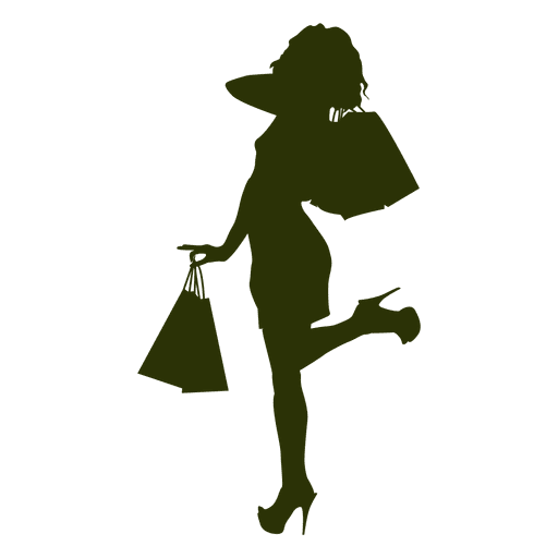 Happy girl shopping silhouette PNG Design