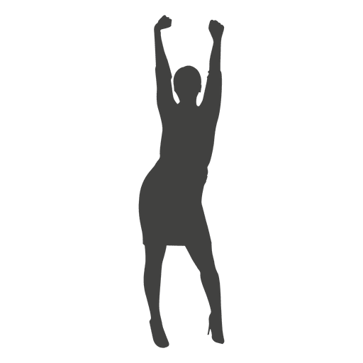 Happy woman raising hands PNG Design