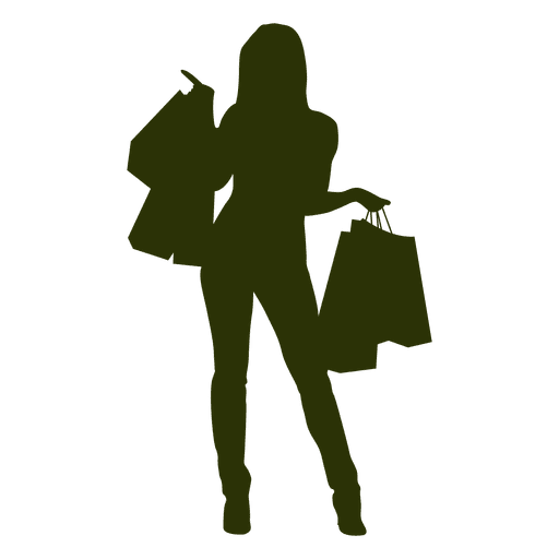 Happy woman shopping silhouette PNG Design