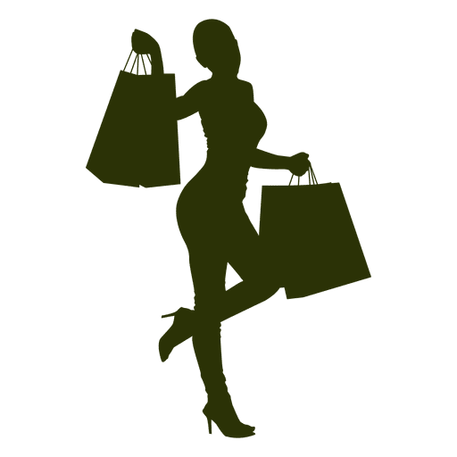 Happy woman shopping silhouette 1 PNG Design