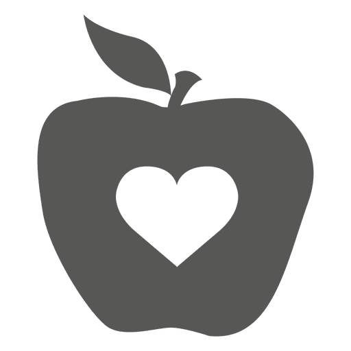 Corazón dentro del icono de manzana Diseño PNG