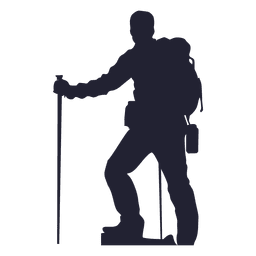 Silueta de hombre de senderismo Diseño PNG