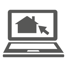 Ícone de cursor de casa no laptop