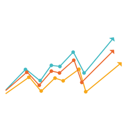 Gráfico de líneas multicolor creciente Diseño PNG