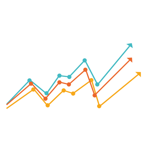 Increasing multicolor line chart PNG Design