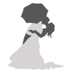 Besos novios bajo el paraguas Diseño PNG
