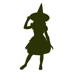 Kleine Hexenmädchen-Silhouette PNG-Design