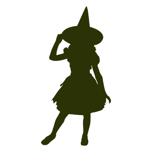 Little witch girl silhouette PNG Design
