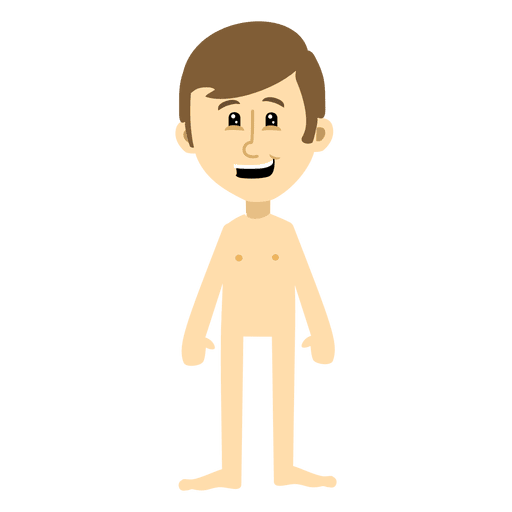 Personagem de desenho animado do homem sem roupa
