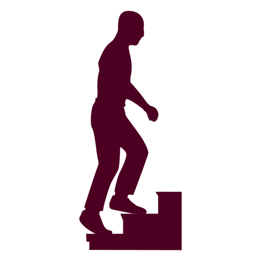 Man climbing stairs sequence silhouette in red