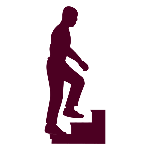 Person climbing stairs silhouette