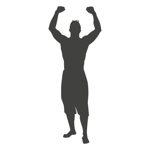 Man raising hands silhouette PNG Design