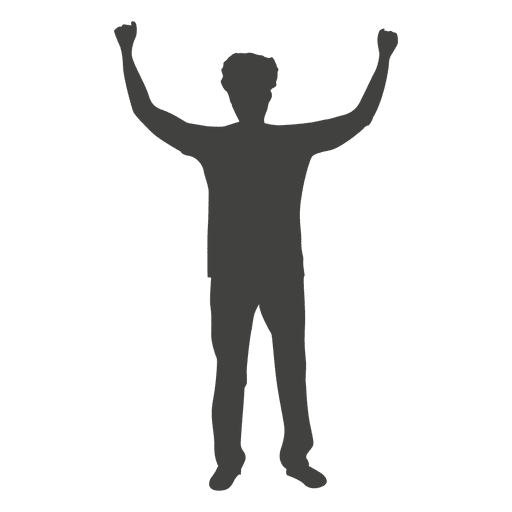 Hombre levantando las manos silueta 1 Diseño PNG