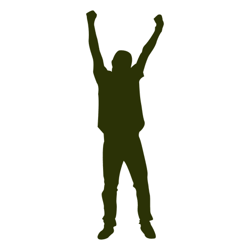 Hombre levantando las manos silueta 2 Diseño PNG