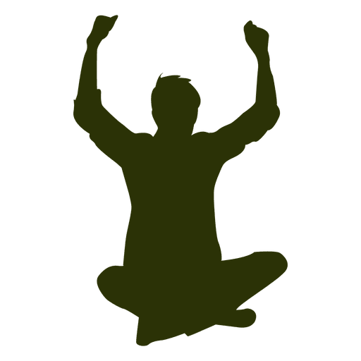 Man sitting raising hands PNG Design