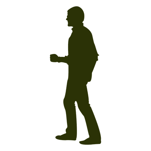 Man walking silhouette closed fist